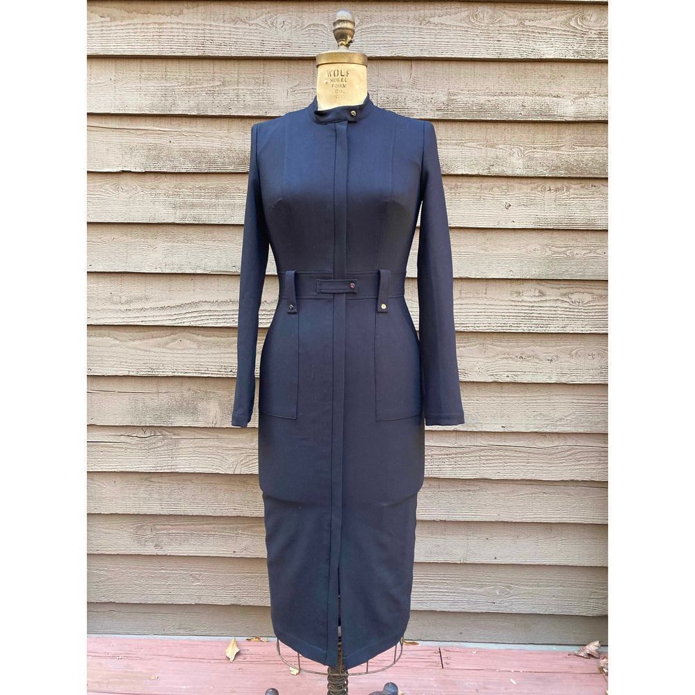 BGL Belong Genteel Light dress small black wool blend long sleeve body con shift